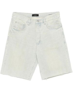 Purple Brand Striped Raw-Cut Shorts - White