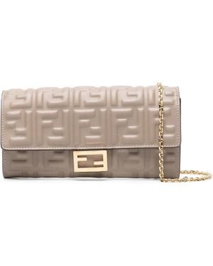 Fendi Baguette Continental Ff-Embossed Mini Bag - Grey