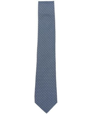 Ferragamo Chicca Gancini-Pattern Tie - Blue
