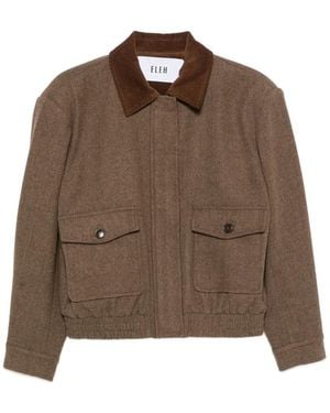 ELEH Corduroy-Collar Jacket - Brown