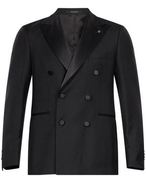 Tagliatore Double-Breasted Peak-Lapel Suit - Black