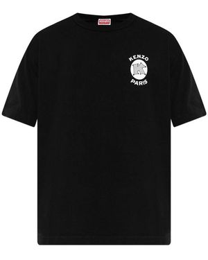 KENZO Paris Emblem Logo-Print Cotton T-Shirt - Black