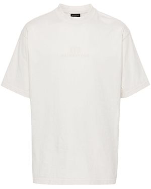 Balenciaga Logo-embroidered Cotton T-shirt - White