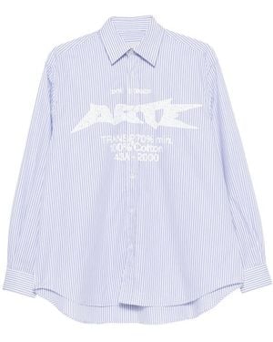 Arte' Logo-Print Striped Shirt - White