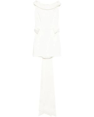 Ilkyaz Ozel Daphne Bow-Detail Train Mini Dress - White