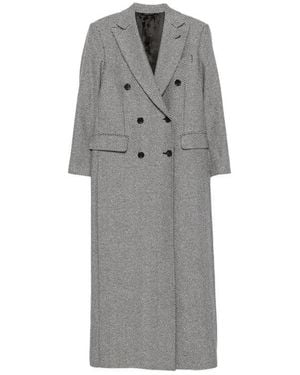 Eraldo Herringbone Double-Breasted Coat - Grey