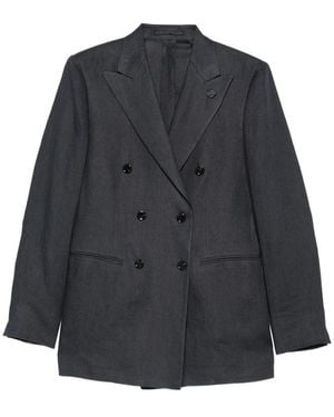 Lardini Double-Breasted Flower-Pin Blazer - Grey