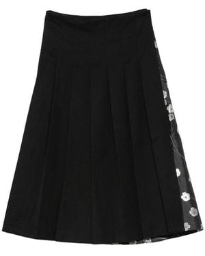 Stine Goya Floral-Print Pleated Midi Skirt - Black