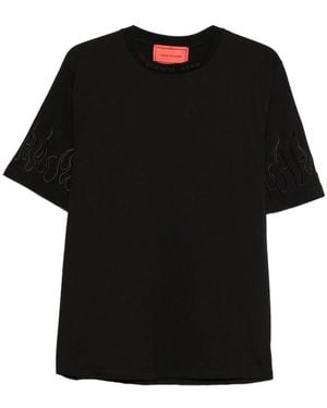 Vision Of Super Flame-Embroidered T-Shirt - Black