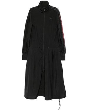 Y-3 Logo-Print Zip-Fastening Midi Dress - Black