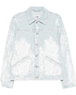 MM6 by Maison Margiela Paint-Splatter Denim Jacket - White