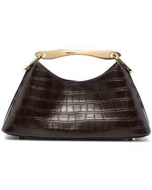Elleme Mini Boomerang Croc-Effect Leather Tote Bag - Brown
