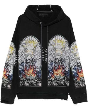 Who Decides War Skull-Print Hoodie - Black