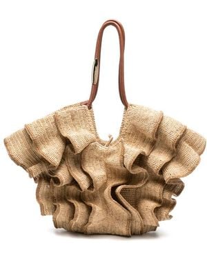 Zimmermann Medium Goldentime Ruffled-Detail Tote Bag - Metallic