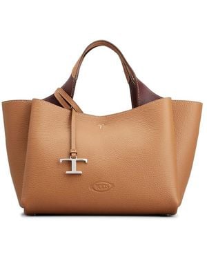 Tod's Logo-Pendant Leather Shoulder Bag - Brown