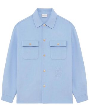 Drole de Monsieur Button Chest-Pocket Shirt Jacket - Blue