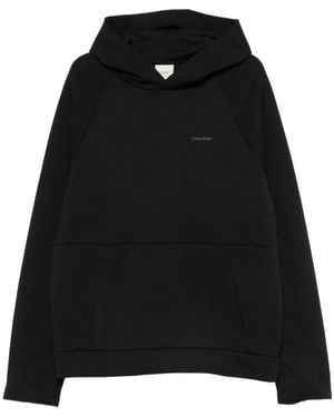 Calvin Klein Logo-Print Raglan-Sleeve Hoodie - Black