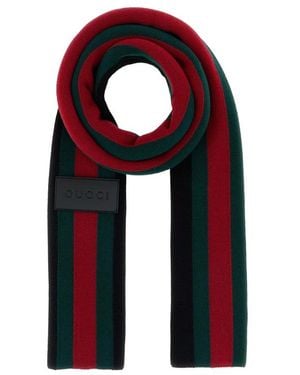Gucci Web-Stripe Logo-Patch Scarf - Black