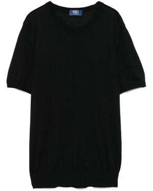 Fedeli Fine-Knit T-Shirt - Black