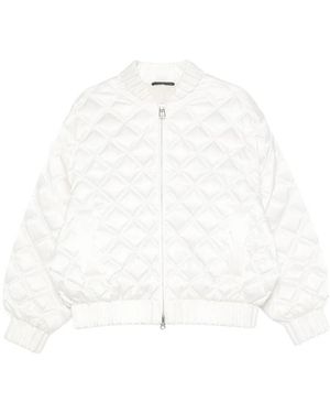 RAXXY Quilted-Pattern Bomber Jacket - White
