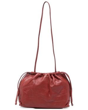 Soeur Suzette Drawstring Leather Shoulder Bag - Red