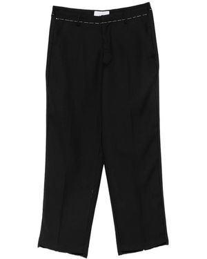 INLINUM Contrast-Stitch Trousers - Black