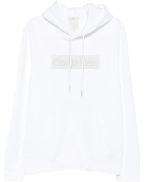 Calvin Klein Logo-Patch Drawstring Hoodie - White