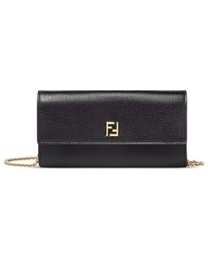Fendi Ff Continental With Chain - Black