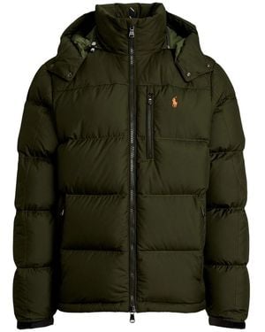 Ralph Lauren El Cap Water Resistant Duck Down Detachable Hood Short Puffer Jacket - Green