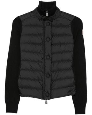Moncler Quilted Panel-Knit Jacket - Black