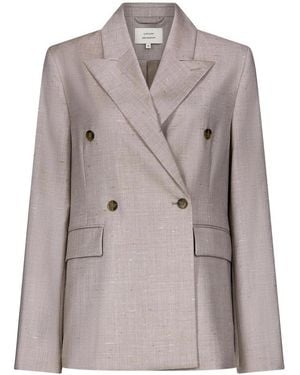 Loulou de Saison Norma Double-Breasted Peak-Lapel Blazer - Gray