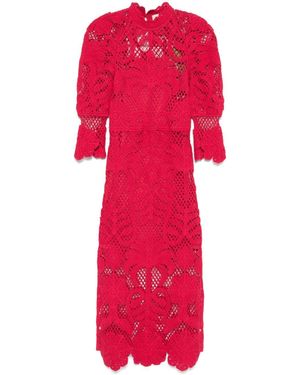 FARM Rio Open-Knit Midi Dress - Red