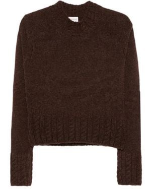 Moncler Cable-Knit Logo-Patch Sweater - Brown