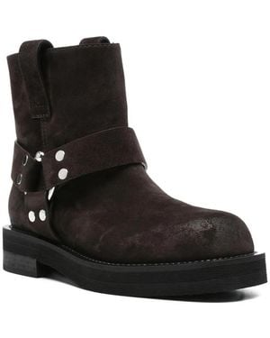 3Juin Steve Buckle-Strap Suede Boots - Black