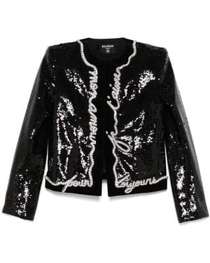 Balmain Love Letter-Print Jacket - Black