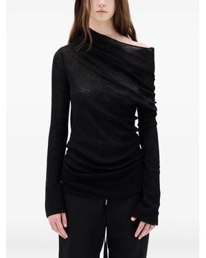 Ann Demeulemeester Tizziana Drop-Shoulder Long-Sleeve Top - Black