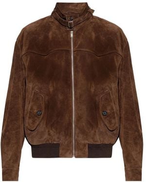 McQueen Suede Harrington Jacket Jackets Brown
