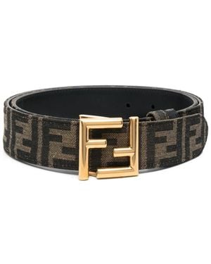 Fendi Monogram-Print Logo-Buckle Belt - Black