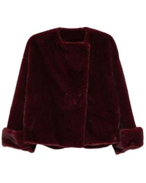 Antonelli Faux-Fur Wide-Collar Jacket - Red