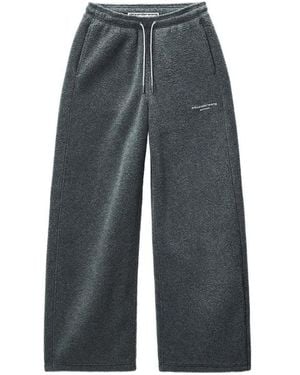 Alexander Wang Mid-Rise Track Pant W/ Rhinestone Drawcord - Gray
