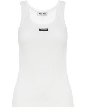 トップス MIUMIU Candy tank top Miu Miu Logo Slim Tank Top - Bergdorf Goodman