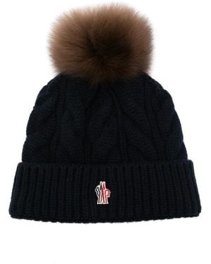 Moncler Bonnet En Maille Torsadée À Pompon - Black