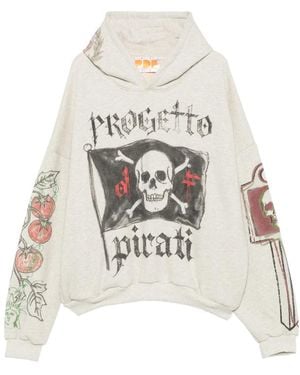 PDF Graphic-Print Drawstring Hoodie - White