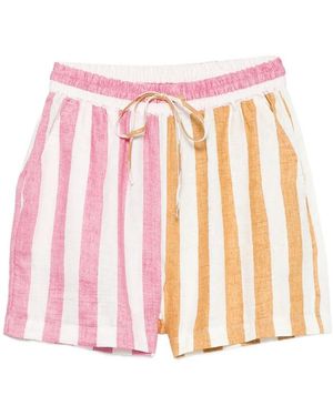 SUSANNA BLU Striped Drawstring Shorts - Pink