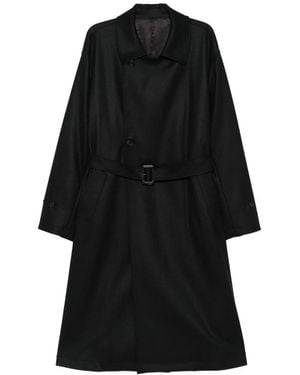 Ssstein Belted Double-Breasted Coat - Black