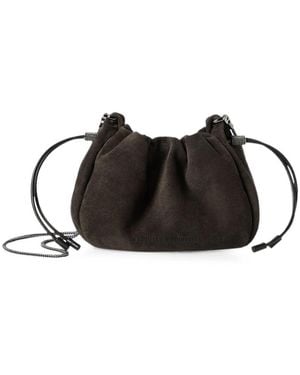 Brunello Cucinelli Mellow Suede Shoulder Bag - Black