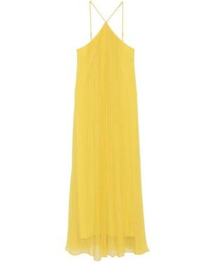 STAUD Dasha Pleated Halterneck Maxi Dress - Yellow