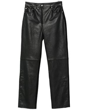 Sportmax Crespo Leather Paneled Pants - Black