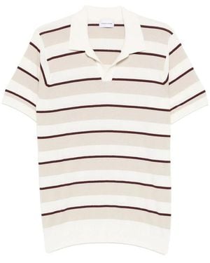 Scaglione Striped-Pattern Polo Shirt - White