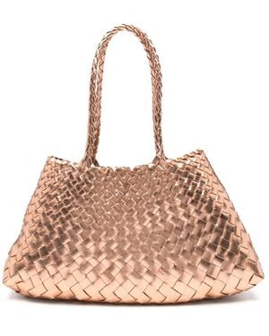 Dragon Diffusion Santa Croce Woven Metallic Leather Tote Bag - Pink